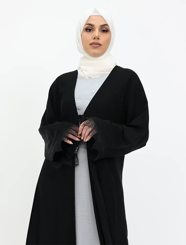 Black Fiza Kimono Abaya 